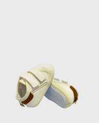 Tenis Sin Suela Velcro Blanco Detalle Café Melosos
