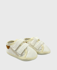 Tenis Sin Suela Velcro Blanco Detalle Café Melosos
