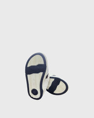 Tenis Velcro Combinado Marfil Azul