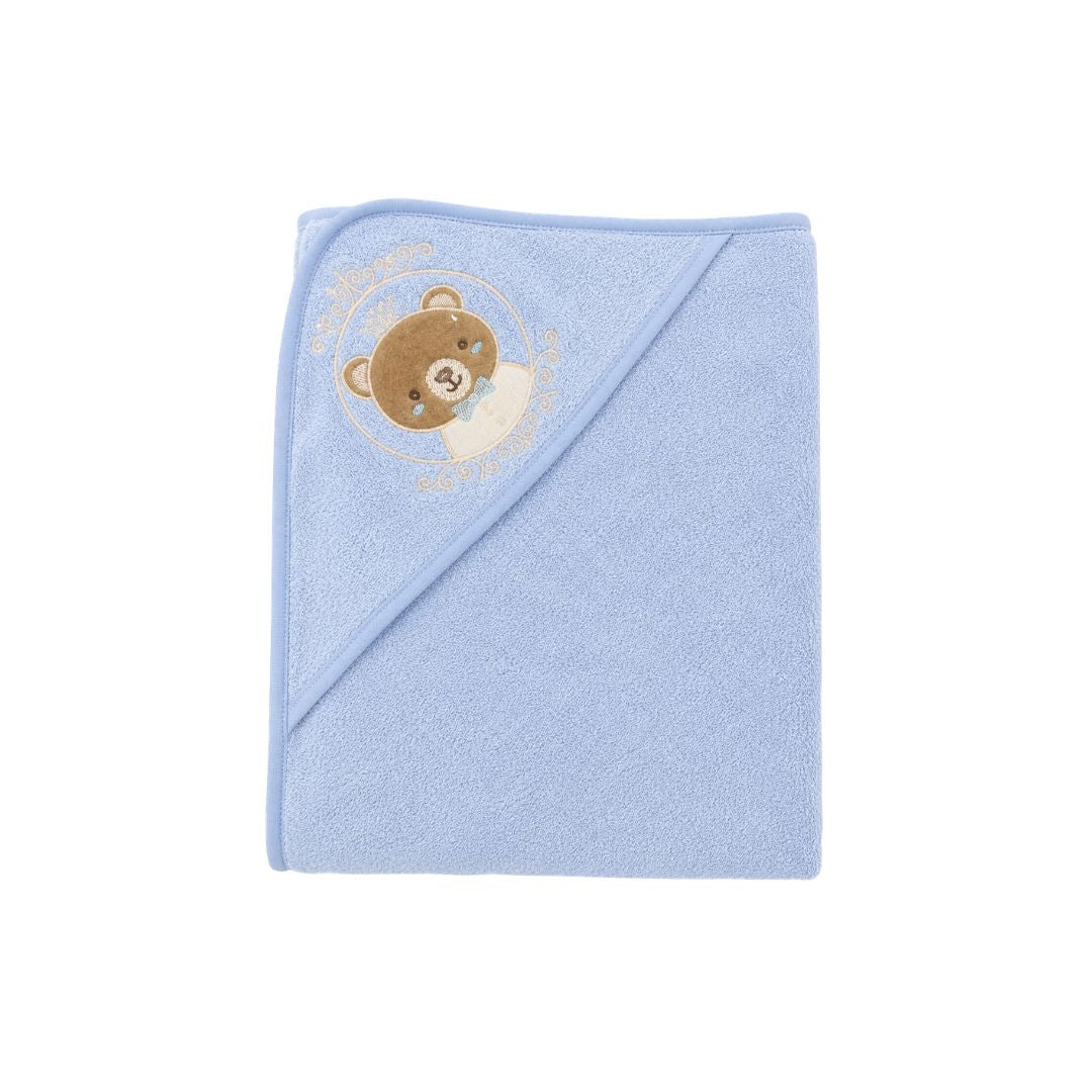 Toalla con Capota Bordado Oso Azul estilo