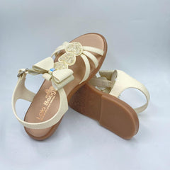 Sandalias Corazones Brillo Beige Suela