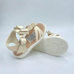 Sandalias Corazones Brillo Beige Niña