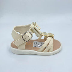 Sandalias Corazones Brillo Beige Moño