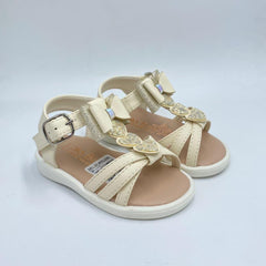 Sandalias Corazones Brillo Beige