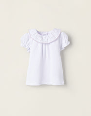 Blusa Cuello Estampado Blanco