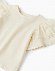 Blusa Manga Volante Beige