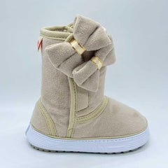 Botas Velcro Moño Beige Huellitas