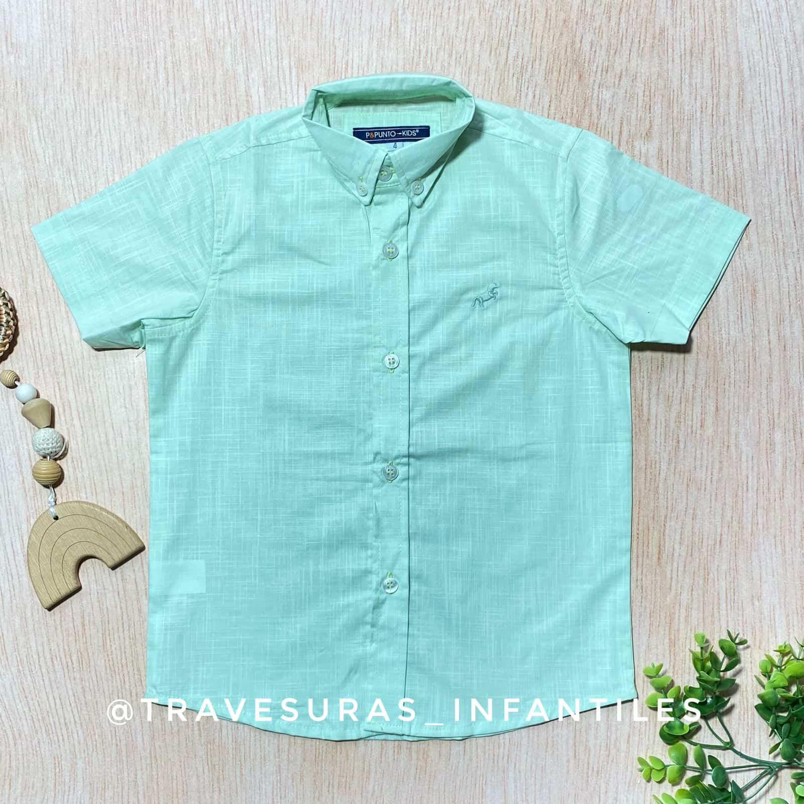 Camisa Manga Corta Bordado Caballito verde