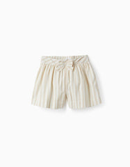 Conjunto 2 Piezas Short Lino Rayas Beige