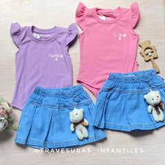 Conjunto Body Falda Short Peluche Surtido