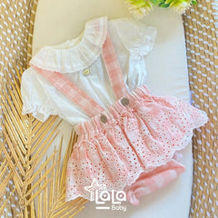 Conjunto Body Tirantes Ojalillo Rosa