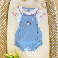 Conjunto Overall Body Denim