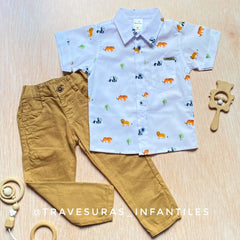 Conjunto Pantalon Dril Camisa Safari
