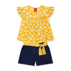 Conjunto Short y Blusa Corazones Amarillo