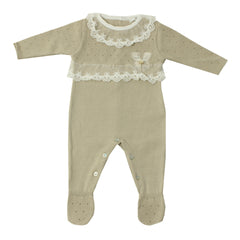 Enterizo Tricot Detalle Bordado Beige