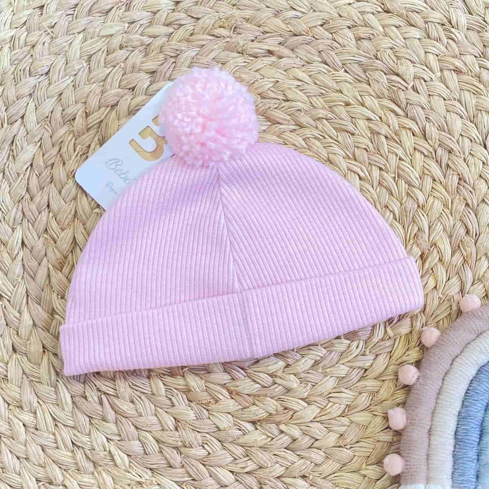 Gorro Para Bebé Pompom rosa