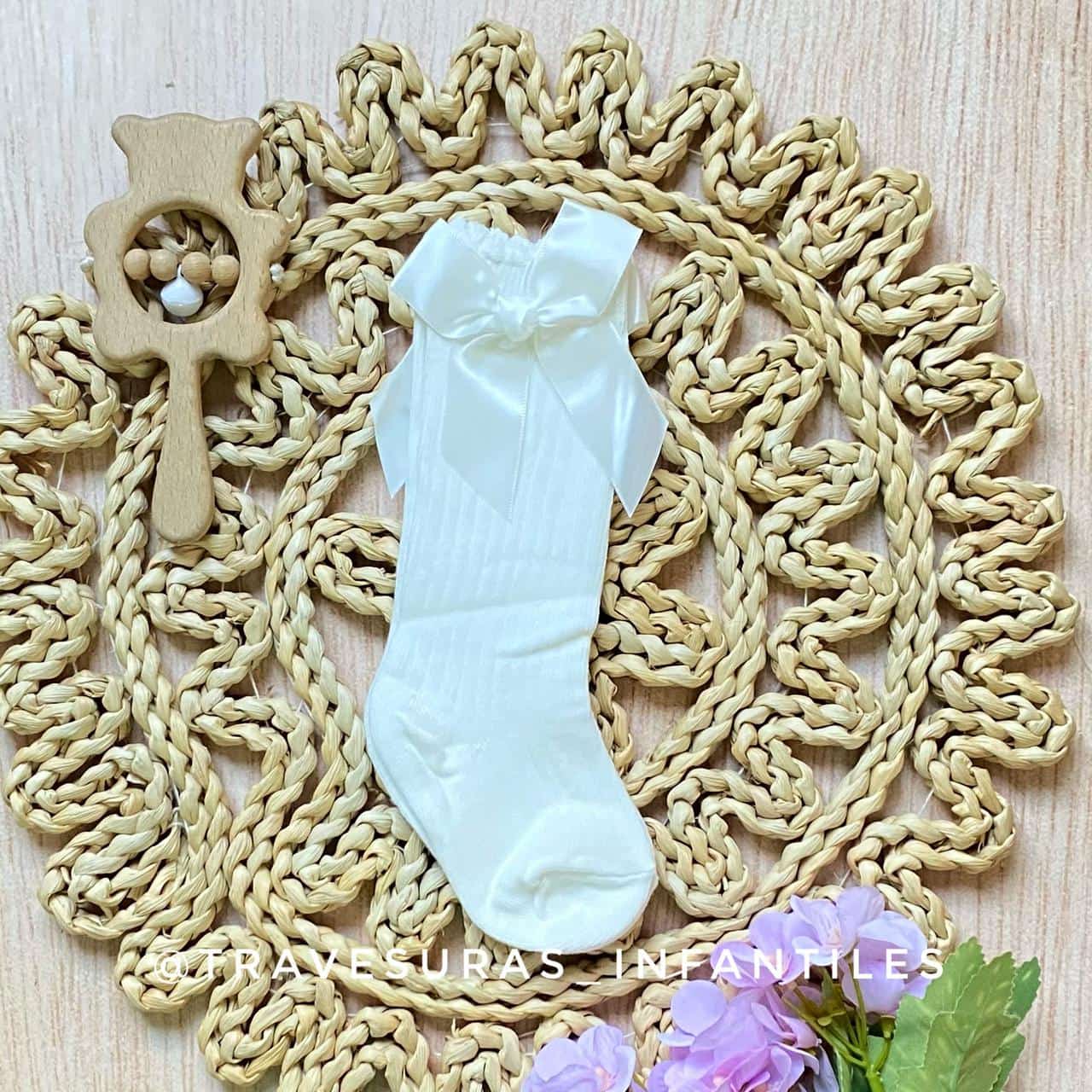 Medias Españolas Moño Satinado Blanco