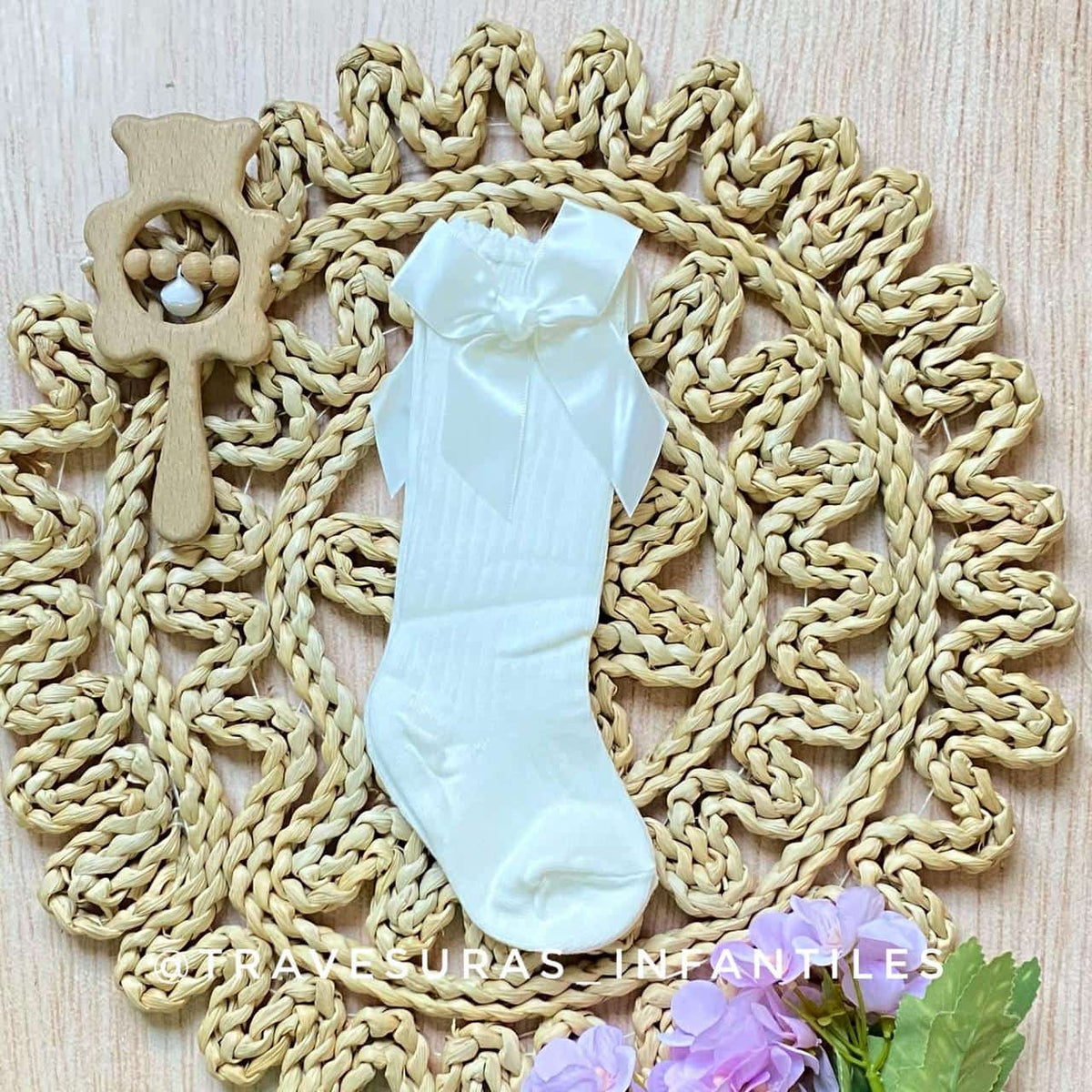 Medias Españolas Moño Satinado Blanco
