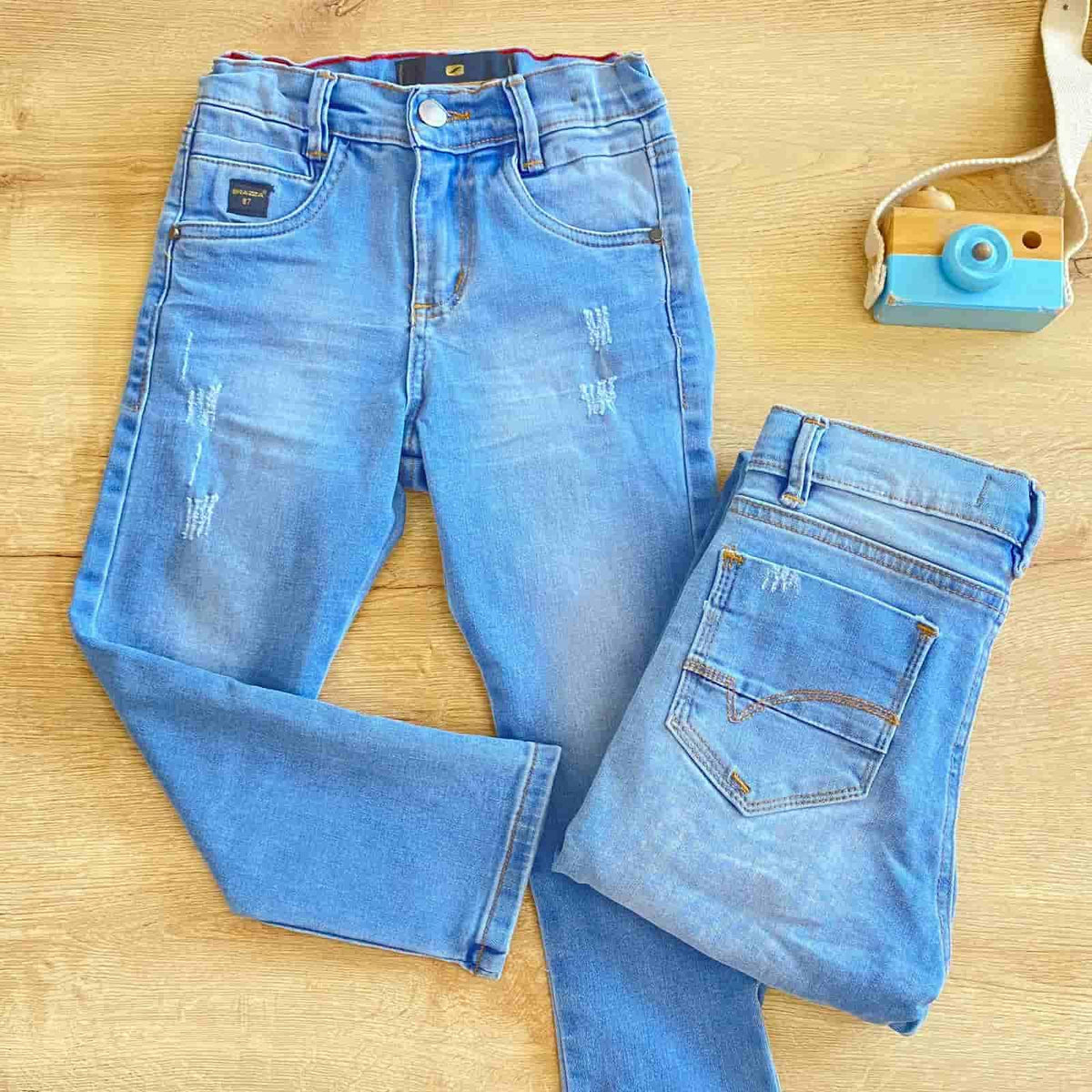 Pantalón Denim Desgaste Claro