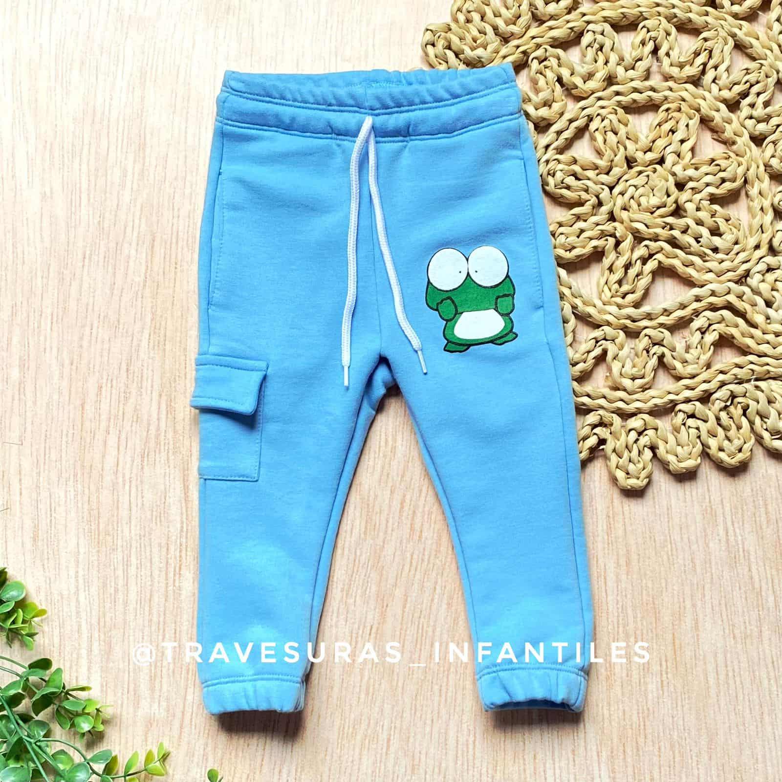 Pantalón Detalle Estampado Sapo azul