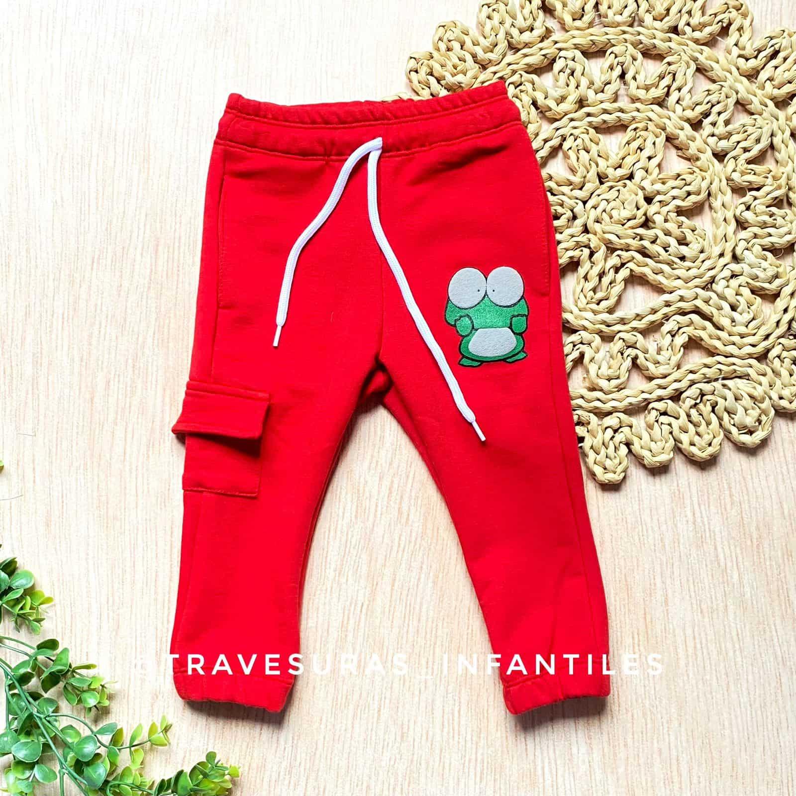 Pantalón Detalle Estampado Sapo rojo