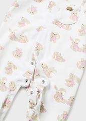 Pijama Con Gorro Estampado Conejitos Rosa