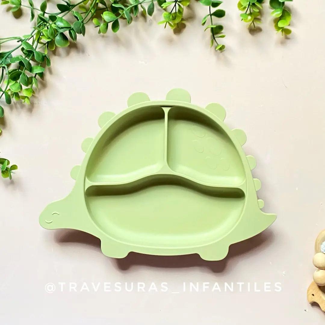 Plato En Silicona Dinosaurio Verde
