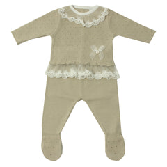 Primer dia Tricot Punto Bordado Beige