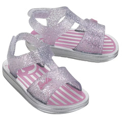 Sandalias Glitter Barbie Plateado Detalles