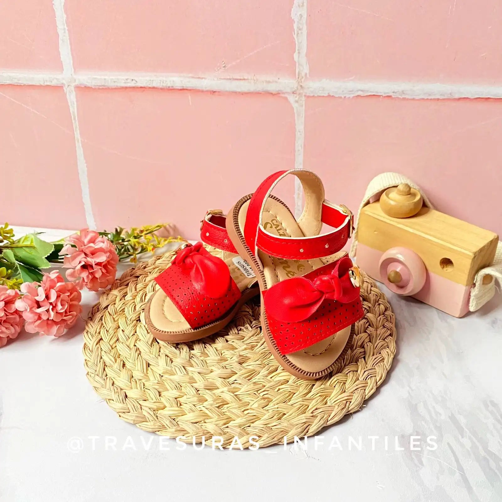 Sandalias Moño Puntos Rojo Estilo