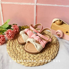 Sandalia Nudo Combinado Blanco-Rosa