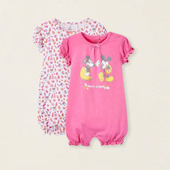 Set x2 Romper Estampado Minnie Fucsia