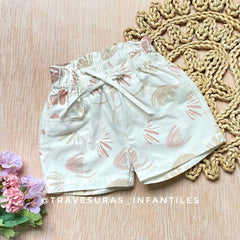 Short Estampado Hojas Blanco