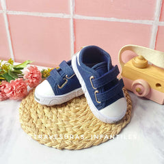 Tenis Velcro Detalle Rayas Melosos Denim