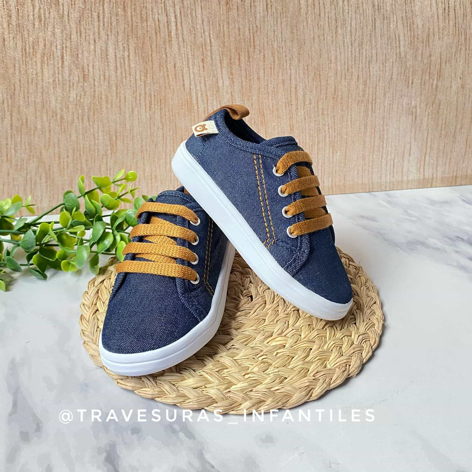 Tenis Denim Cordones Café Melosos Estilo