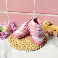 Tenis No Tuerce Rosa Cordones Blancos Estilo