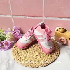 Tenis No Tuerce Con Luces Rayas Glitter Rosa