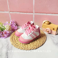 Tenis No Tuerce Con Luces Rayas Glitter Rosa