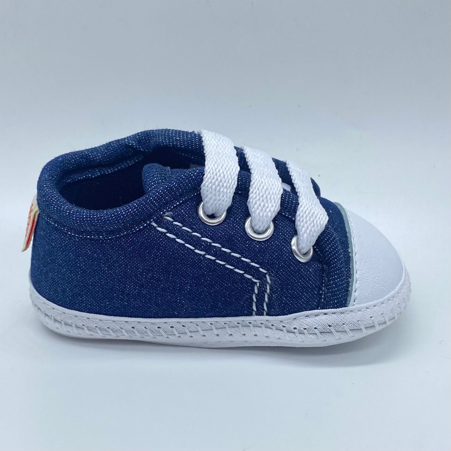 Tenis Sin Suela Cordones Denim Huellitas Estilo