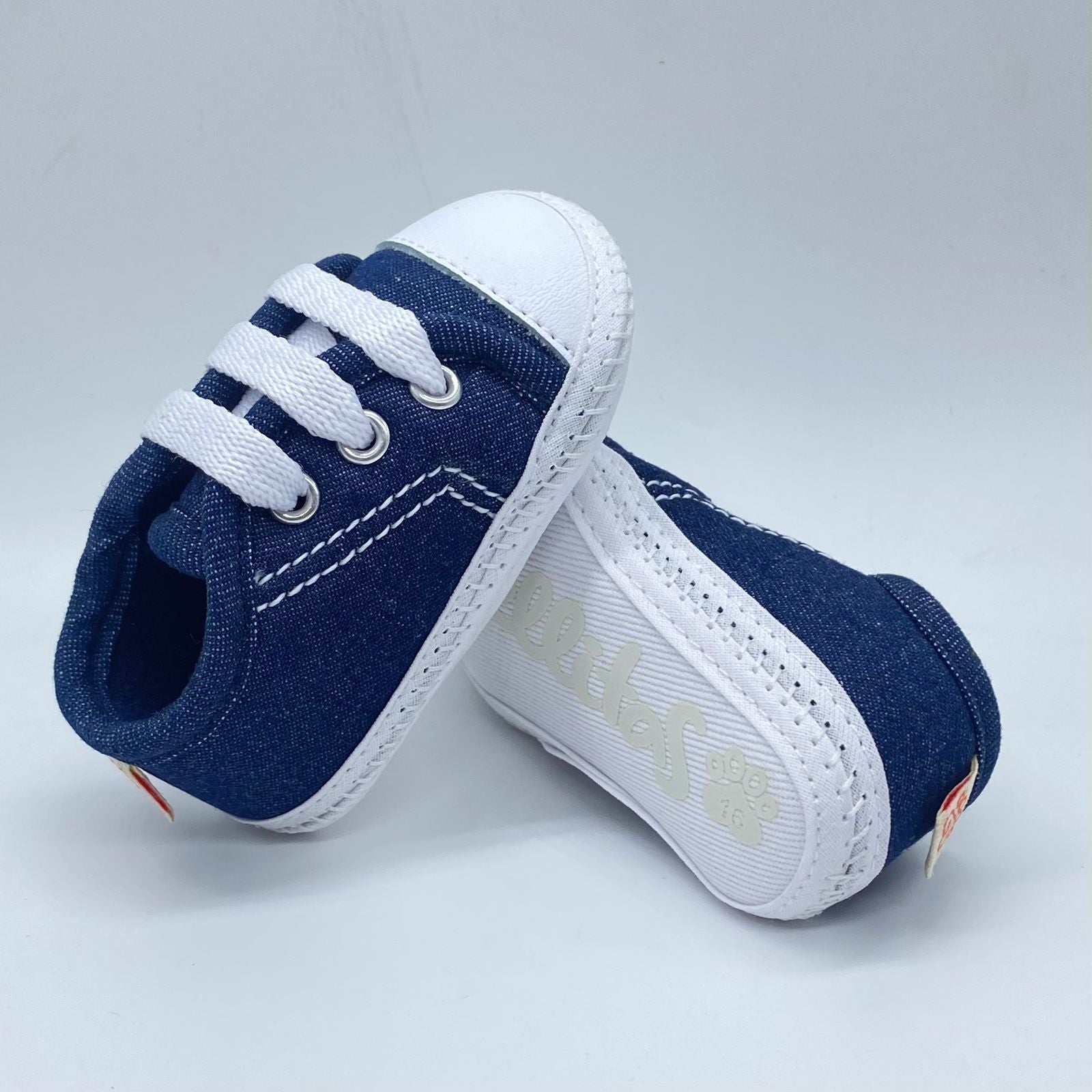 Tenis Sin Suela Cordones Denim Huellitas Diseño