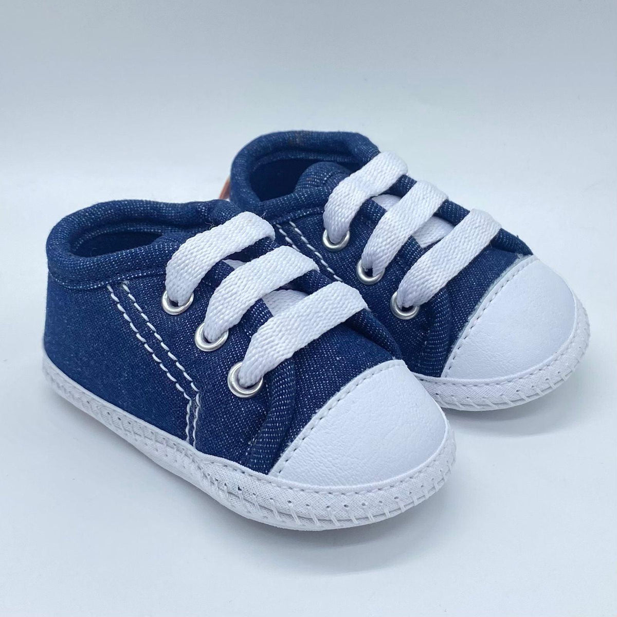Tenis Sin Suela Cordones Denim Huellitas par