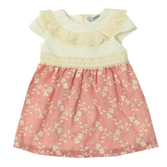 Vestido Combinado Bordado Rosa Dr Kid