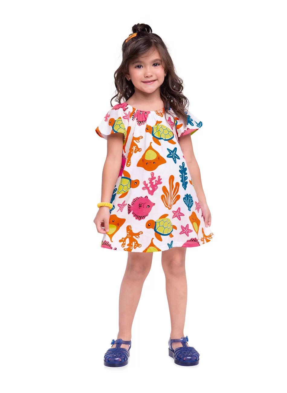 Vestido Estampado Tortuga Blanco