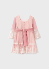 Vestido Tul Puntitos Bordado Rosa