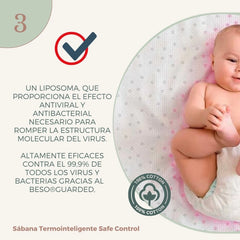 Sabana 100% Algodón 70x140 Safe Control Blanco/Gris