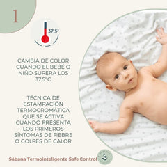 Sabana 100% Algodón 70x140 Safe Control Blanco/Gris