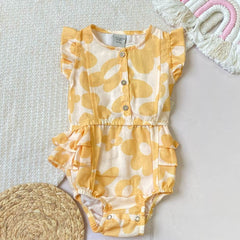 Body Para Bebé Niña Estampado Flores Bolero Amarillo