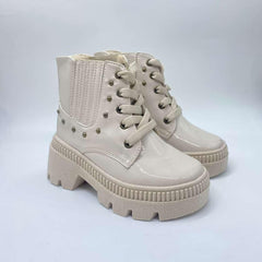 Botas Charol Detalle Taches Beige Estilo