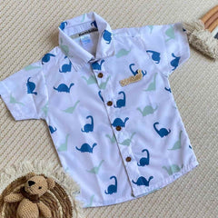 Camisa Para Niño Estampado Dinosaurio Azul