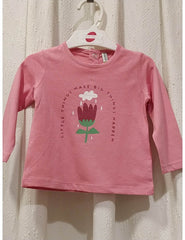 Camiseta Manga Larga Flor Rosa